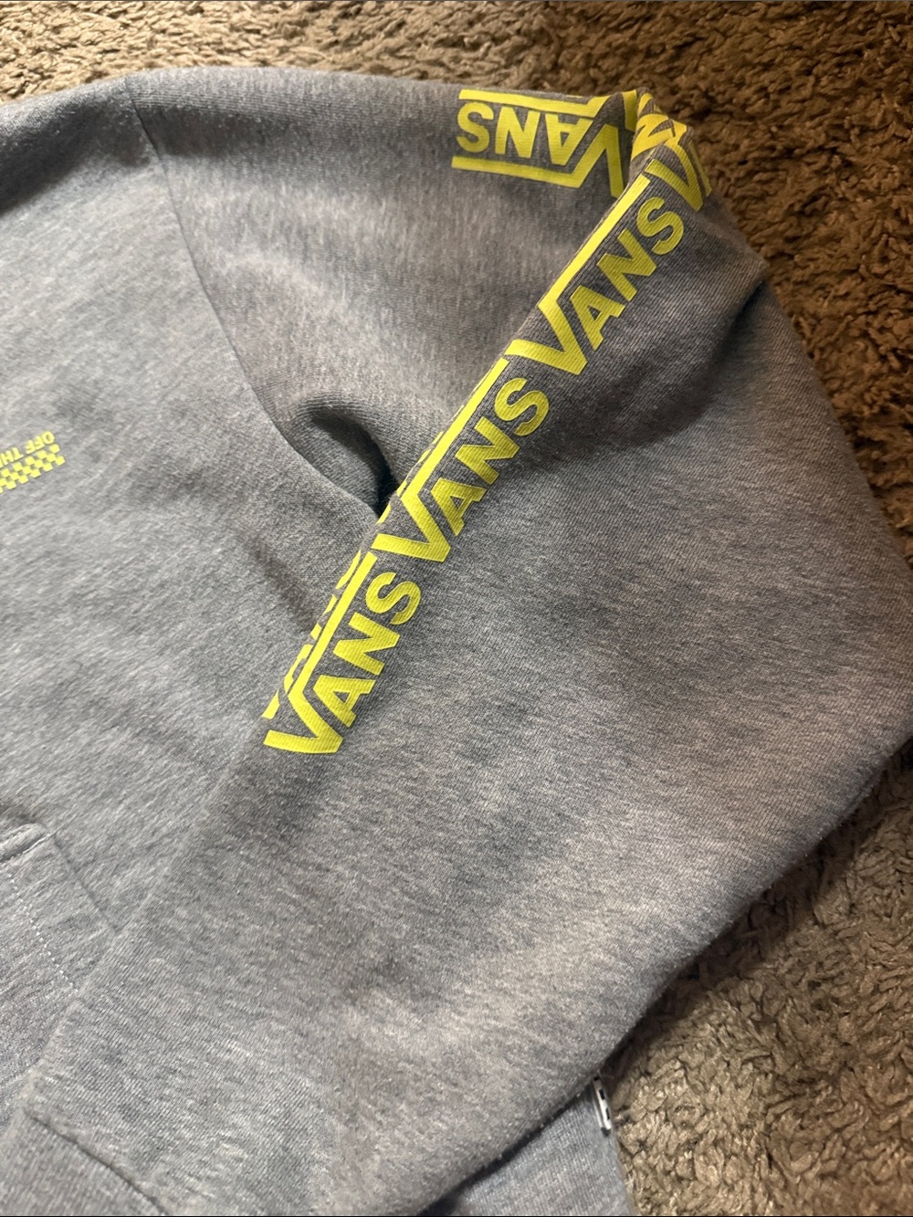Vintage Vans Skate Women’s Small Gray Zip Up Hoodie Yellow Logo and Sleeve - Picture 4 of 7